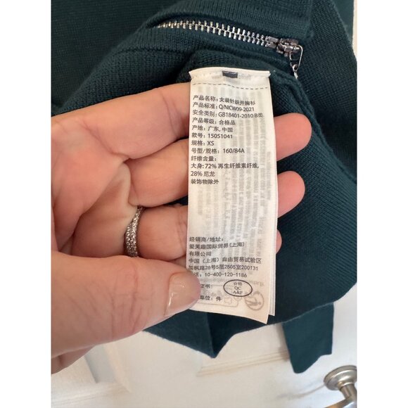 Abercrombie & Fitch Fitted Cropped Sweater Cardigan Teal Double Zip XS - Picture 4 of 5